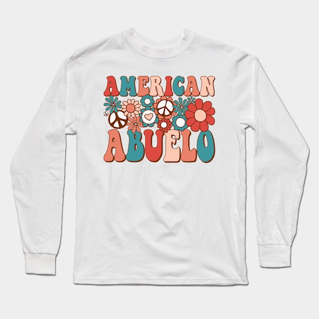 Retro Groovy American Abuelo Matching Family 4th of July Long Sleeve T-Shirt by BramCrye